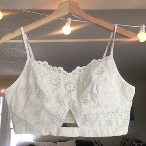 American Eagle white lace crop bra top